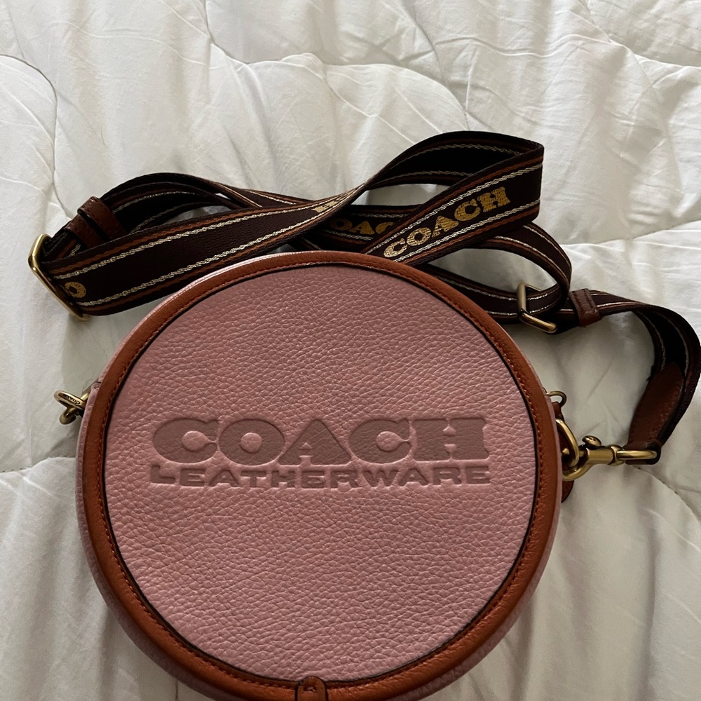 Coach Pink and Brown Round Kia Crossbody Bag